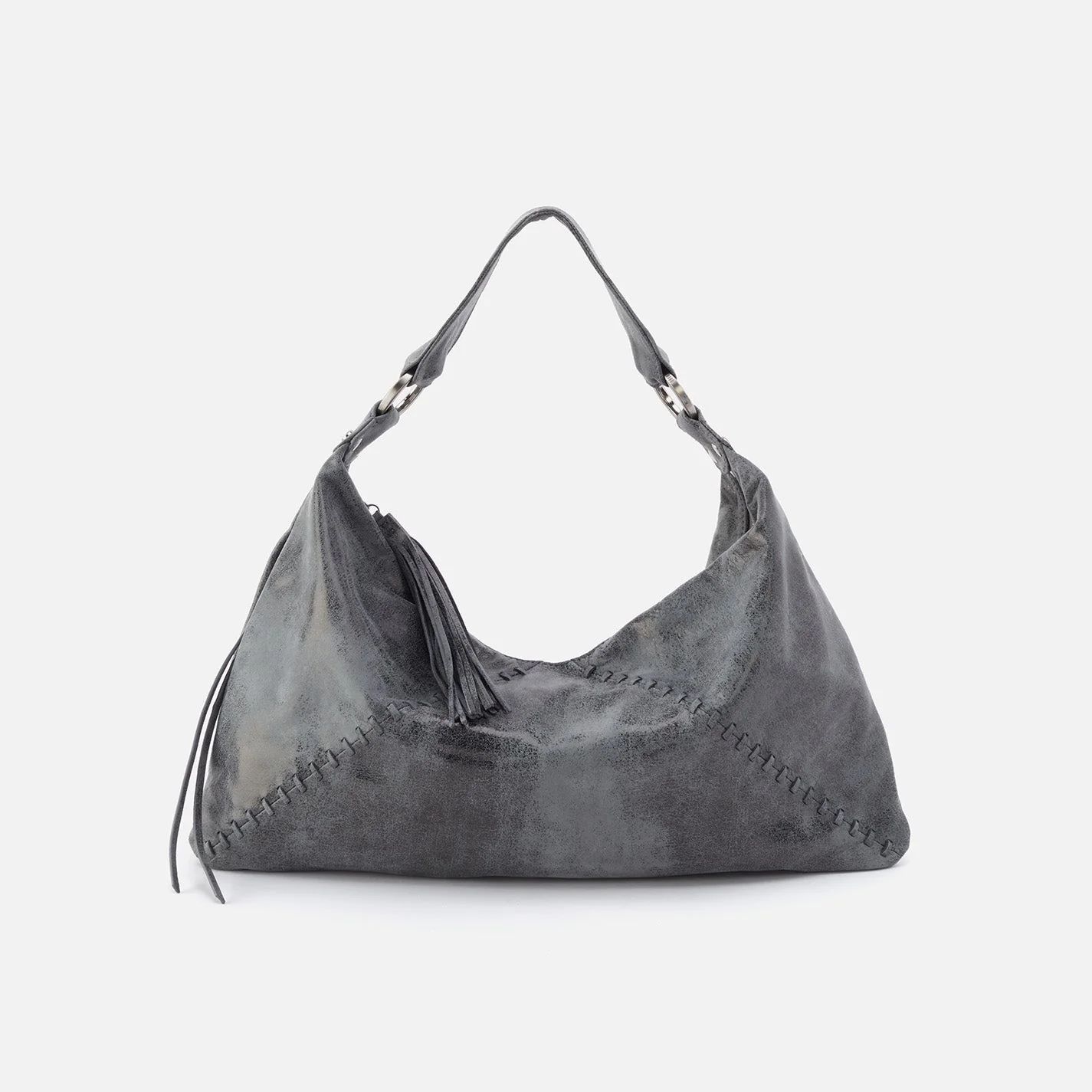 Paulette Shoulder Bag in Buffed Leather - Grey | HOBO Bags