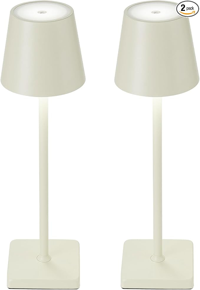 2 Pack Cordless Table Lamp Rechargeable LED Desk Lamp 5200mAh Battery Operated Stepless Dimmable ... | Amazon (US)