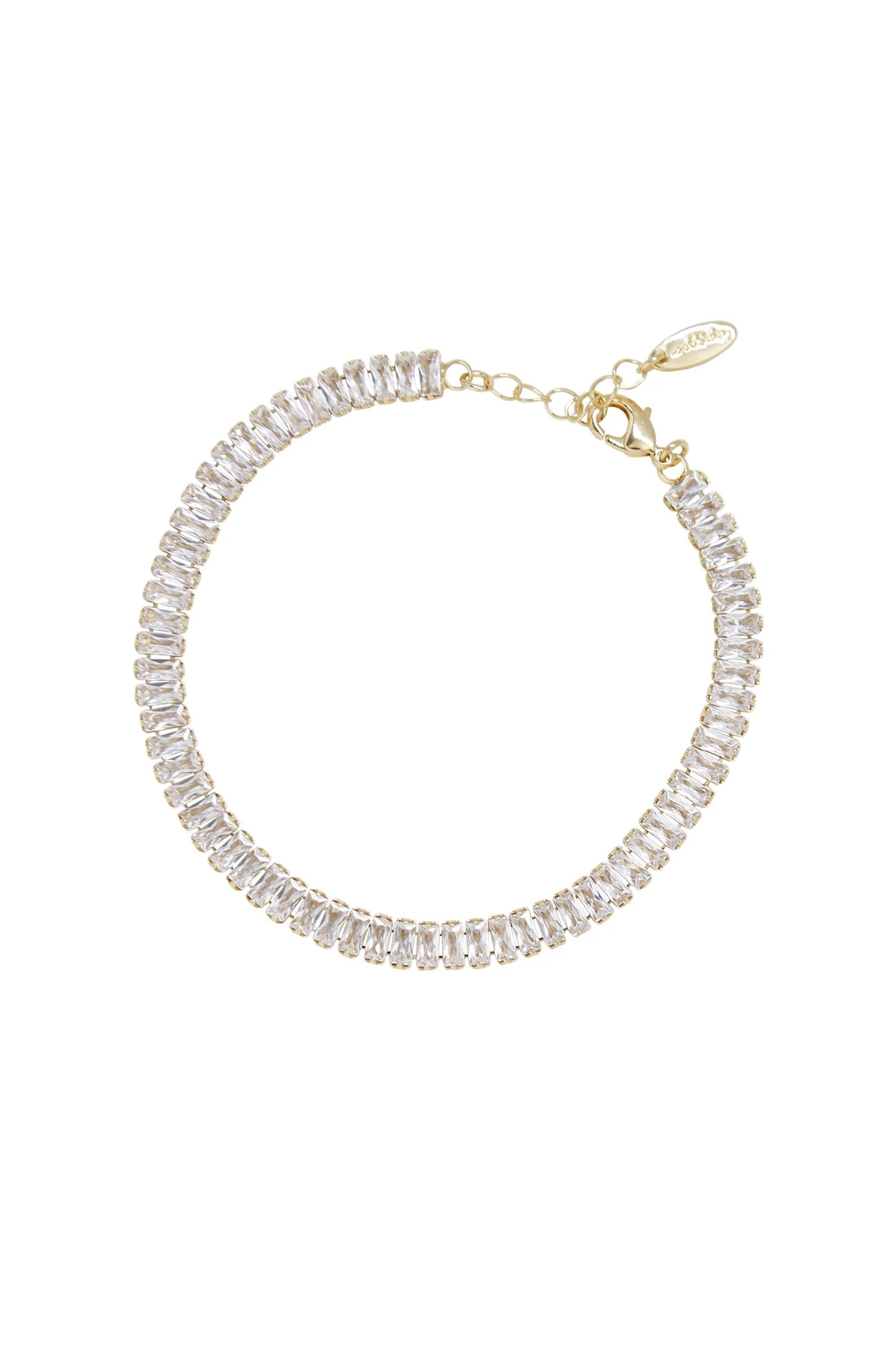 Rhinestone Baguette 18k Gold Plated Anklet | Ettika