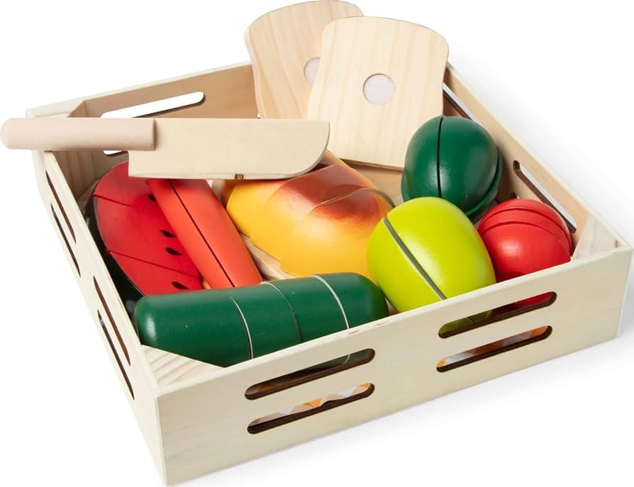 Melissa & Doug Cutting Food - Play Food Set With 25+ Hand-Painted Wooden Pieces, Knife, and Cutti... | Amazon (US)