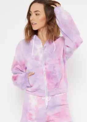 Purple Tie Dye Fleece Zip Up Hoodie | rue21