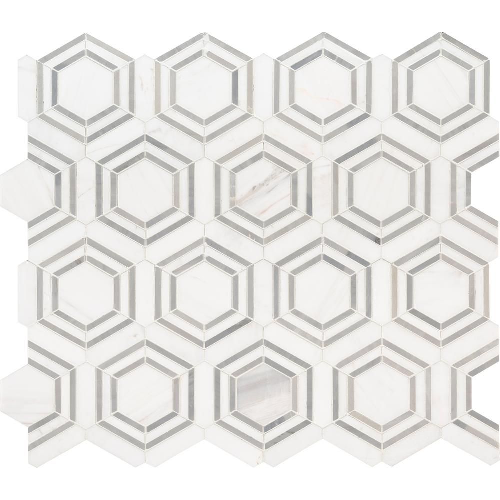 MSI Georama Grigio 13 in. x 11 in. x 10mm Polished Marble Mesh-Mounted Mosaic Tile (9.99 sq. ft. ... | The Home Depot