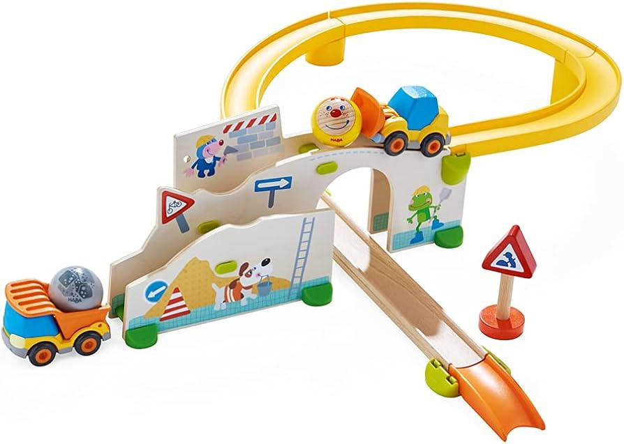 HABA Kullerbu at The Construction Site Play Track - 13 Piece Starter Set with 2 Vehicles and Fasc... | Amazon (US)