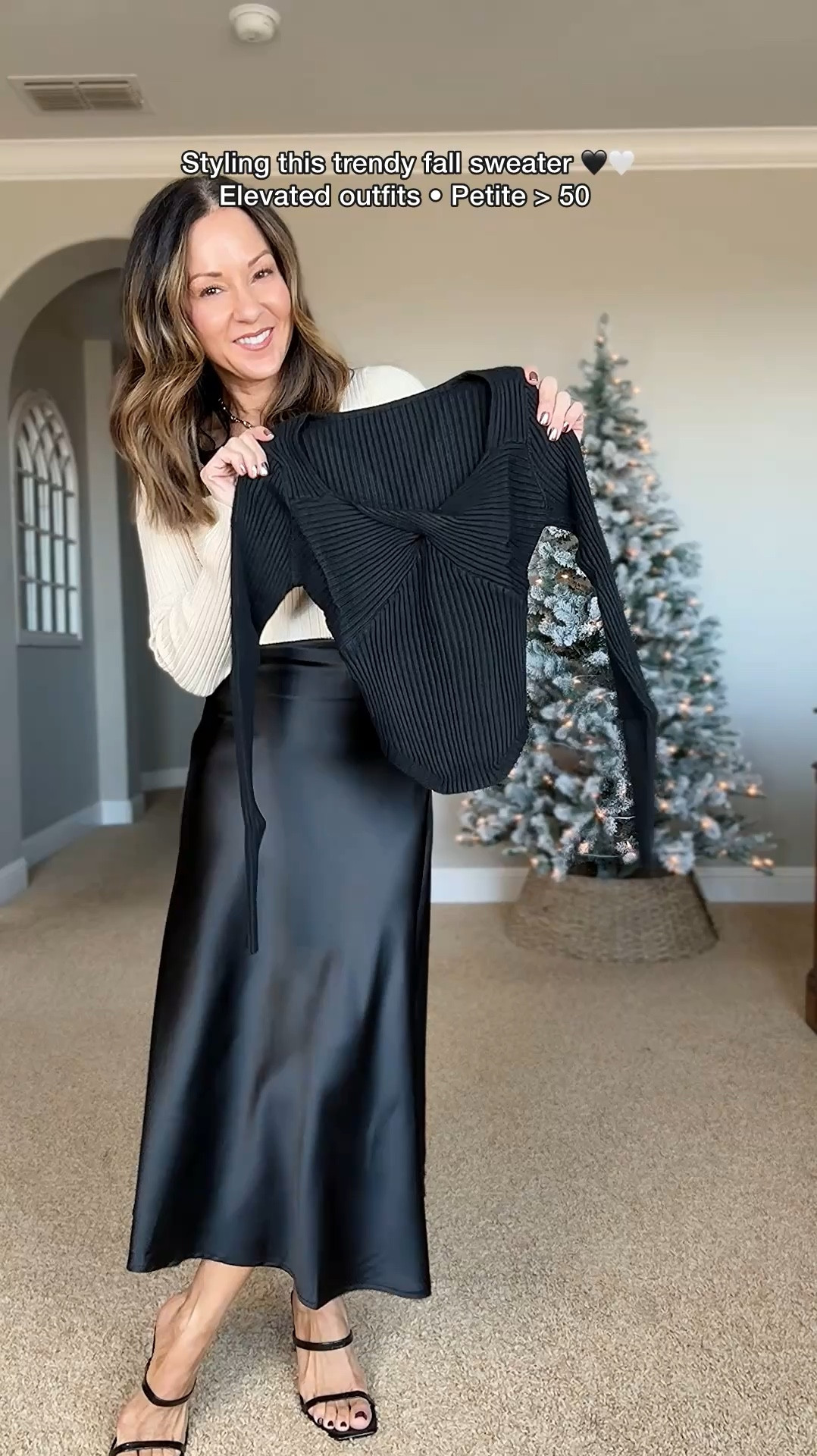 💥15% off Sweater with code CN3ELJ7C. Trendy fall sweater styled with a satin skirt XS, trousers XS short, and jeans 22 (I went down 2 sizes). Belts, accessories, heels and loafers are all linked. workwear, office outfit, casual everyday style, petite over 50 outfit ideas, date night
#ltkworkwear #ltkover50


#LTKOver40 #LTKSaleAlert #LTKFindsUnder50