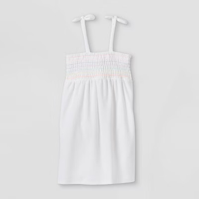 Girls' Smocked Loop Terry Cover Up - Cat & Jack™ White | Target