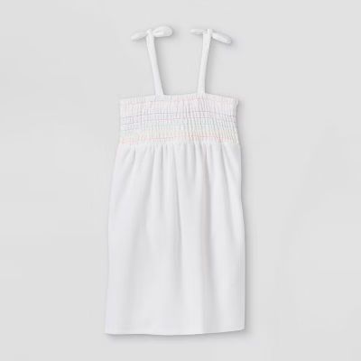 Girls' Smocked Loop Terry Cover Up - Cat & Jack™ White | Target