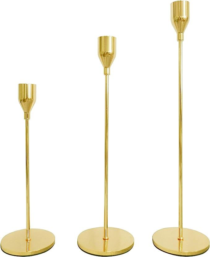 Candlestick Holders Set of 3 Gold Taper Candle Holder Stands for for Wedding Dinning Party Fits 3... | Amazon (CA)