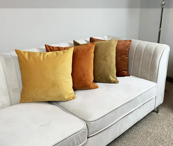 Fall Velvet Pillow Cover with Invisible Zipper -Decorative Fall Colors Velvet Pillow Cover –Han... | Etsy (US)