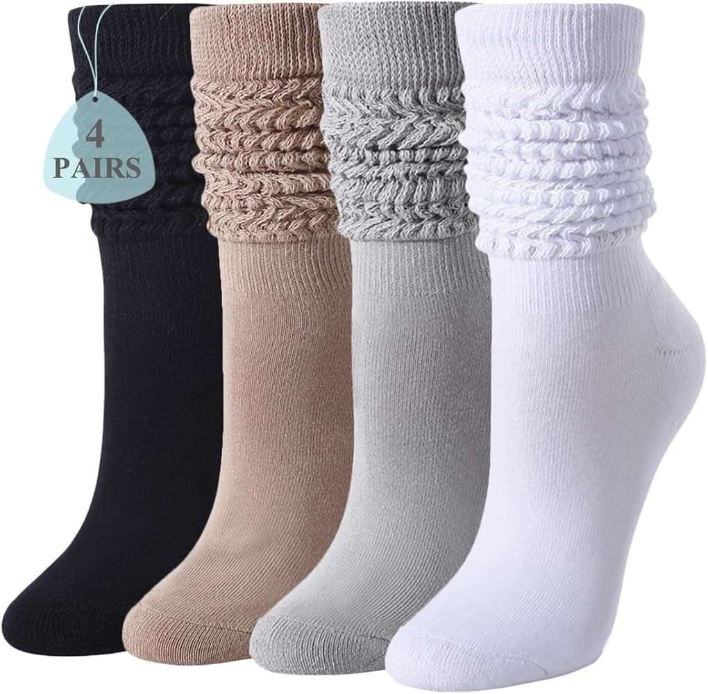 Zmart Slouchy Socks for Women Pack - Slouch Socks Scrunch Socks Stack Socks Winter Long Socks | Amazon (US)