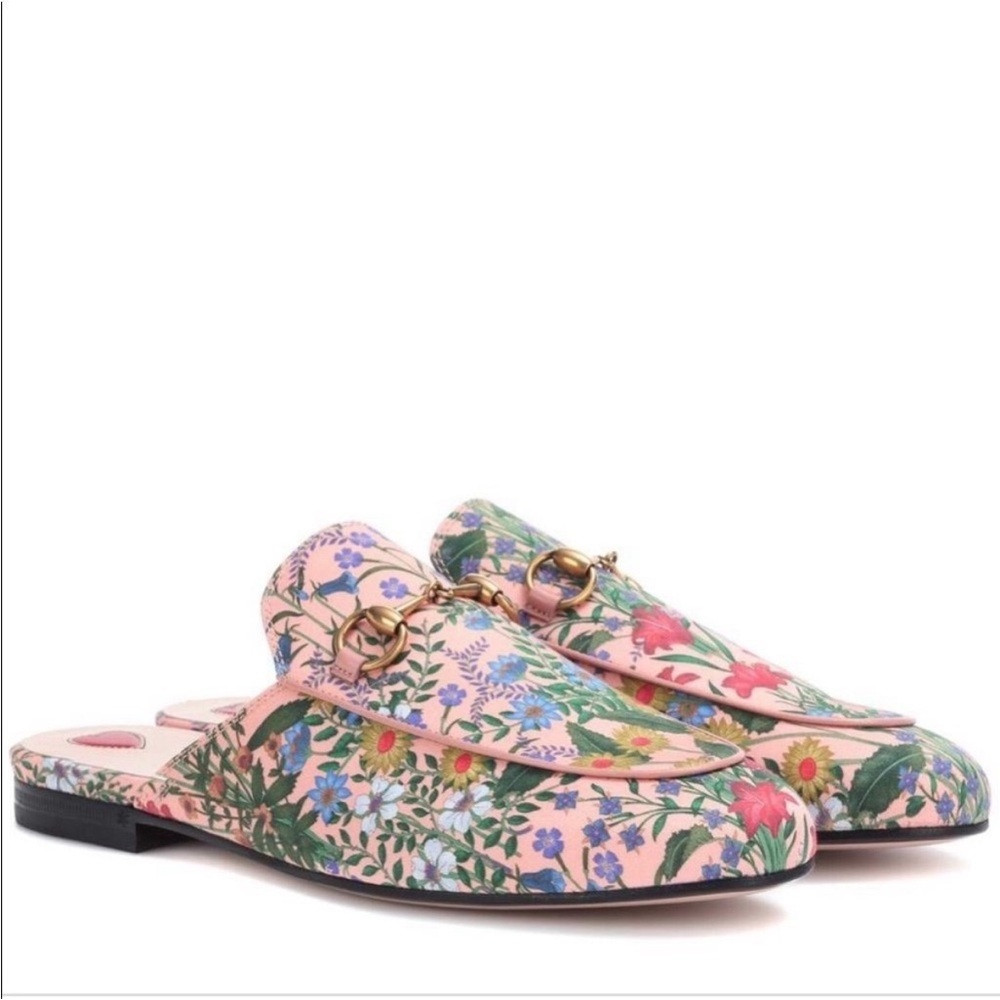 Gucci Princetown Floral Pink Mules Loafers 37.5 | Poshmark