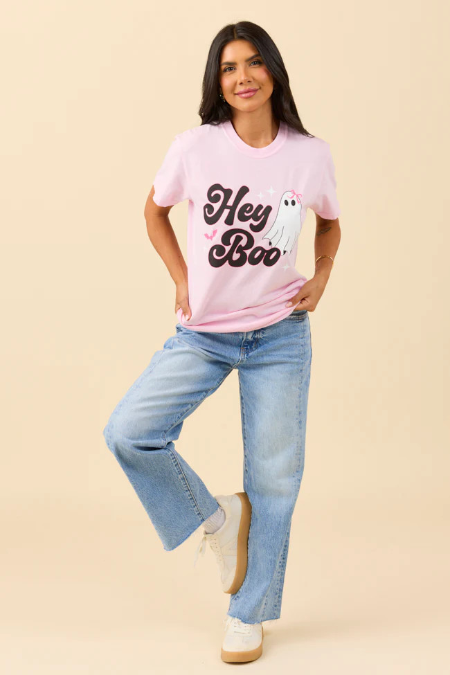 Hey Boo Light Pink Graphic Tee SALE | Pink Lily