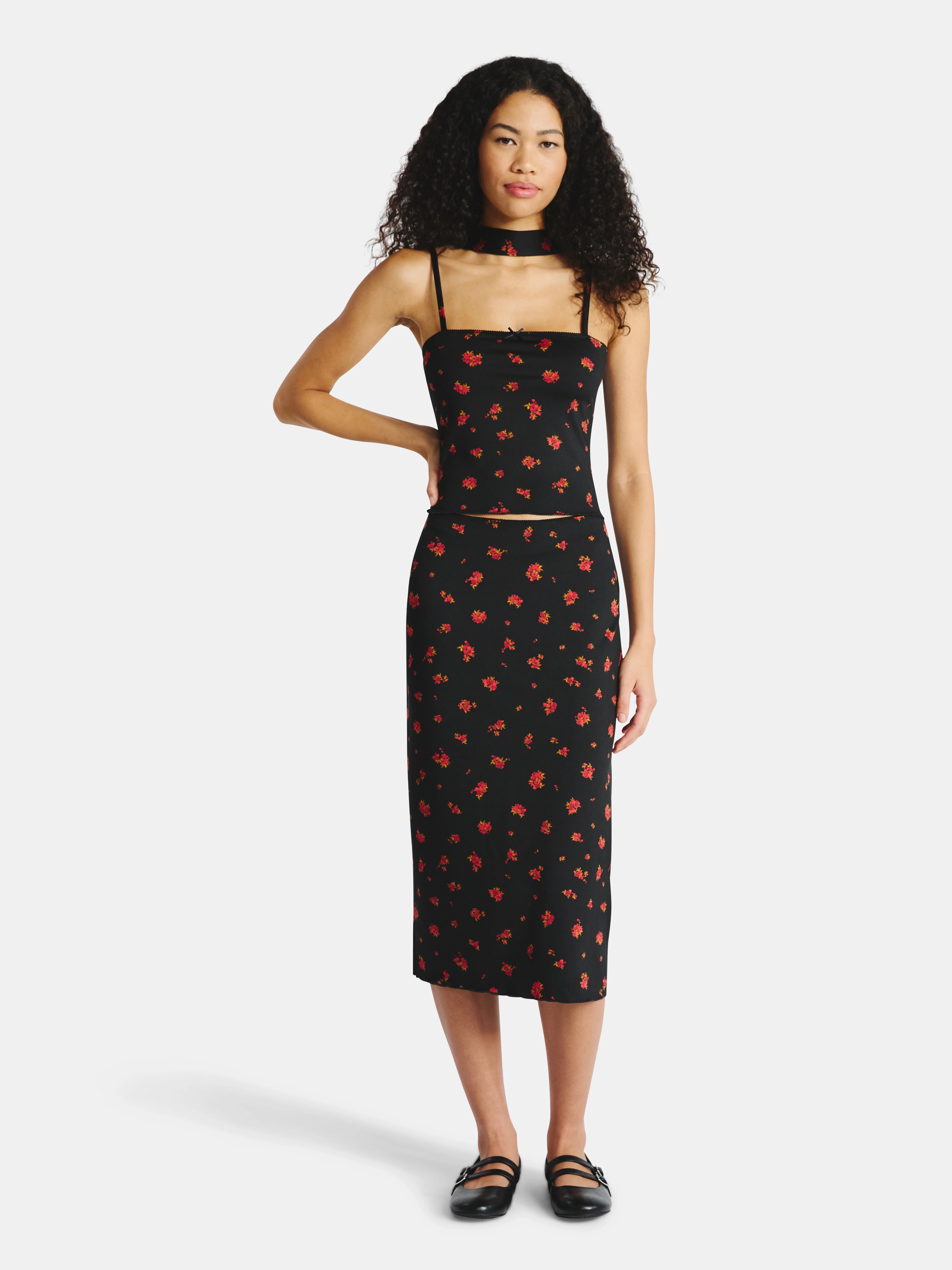 No Boundaries Cami and Midi Skirt with Scarf Set, 3-Piece, Women's | Walmart (US)