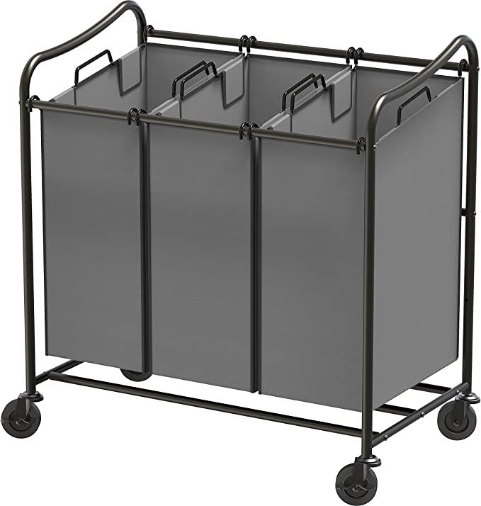 Amazon.com: SimpleHouseware Heavy Duty 3-Bag Laundry Sorter Rolling Cart, Dark Grey : Office Prod... | Amazon (US)