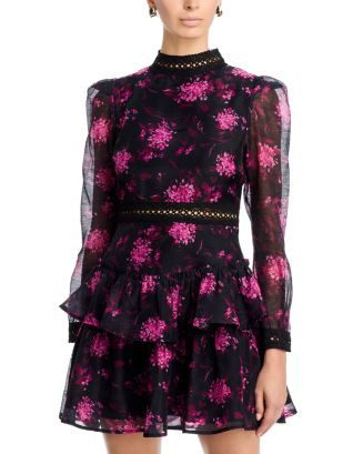 Mock Neck Long Sleeve Ruffle Mini Dress - Exclusive | Bloomingdale's (US)