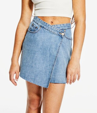 Premium Air High-Waisted Wrap Denim Skirt | Aeropostale
