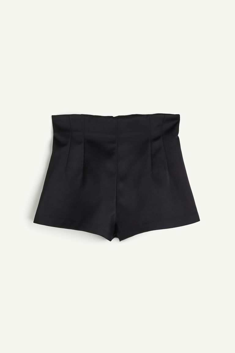 Shiny Twill Mini Shorts - Black - Ladies | H&M US | H&M (US + CA)