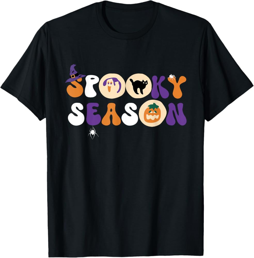 Groovy Funny Spooky Season Sugar Cookie Black Cat Pumpkin T-Shirt | Amazon (US)