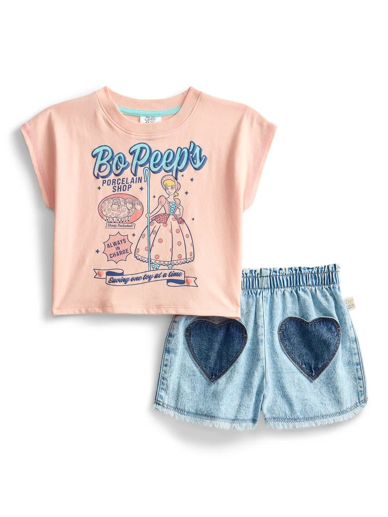 Toy Story Toddler Girls Graphic Tee and Denim Shorts Set, 2-Piece, Sizes 12M-5T | Walmart (US)