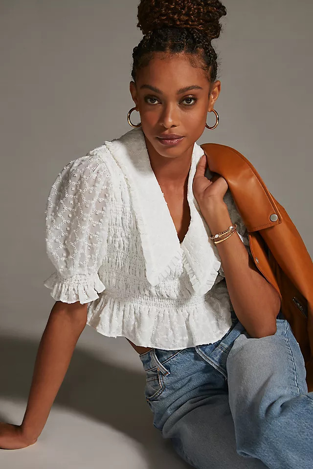 English Factory Puff-Sleeve Blouse | Anthropologie (US)