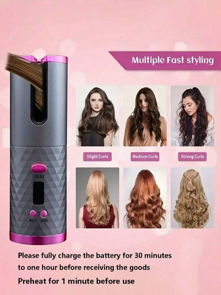 Rizador automático, rizador de pelo inalámbrico, rizador de pelo con cerámica giratoria con 6 ... | SHEIN