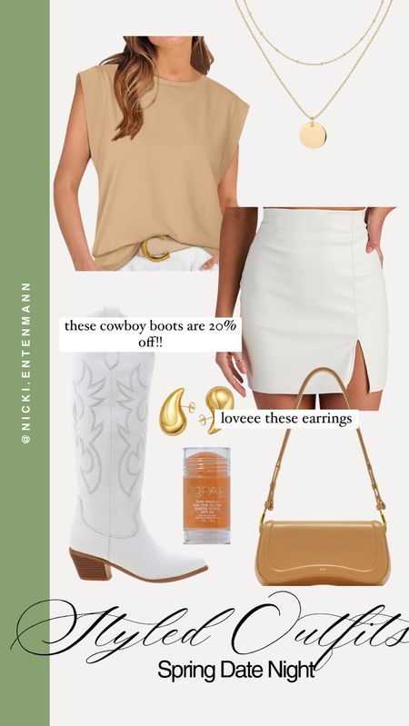Easy outfit for a spring date night, plus those white cowboy are on sale!! 

Amazon fashion, date night, spring trends, amazon spring sale, girls night out, neutral spring outfit, nicki entenmann 

#LTKSeasonal #LTKsalealert #LTKstyletip