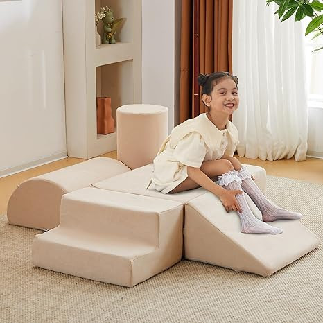 jela Foam Blocks 6Pcs Soft Play Equipment Luxury Miss Fabric, Toddler Climbing Toys Indoor Soft P... | Amazon (US)