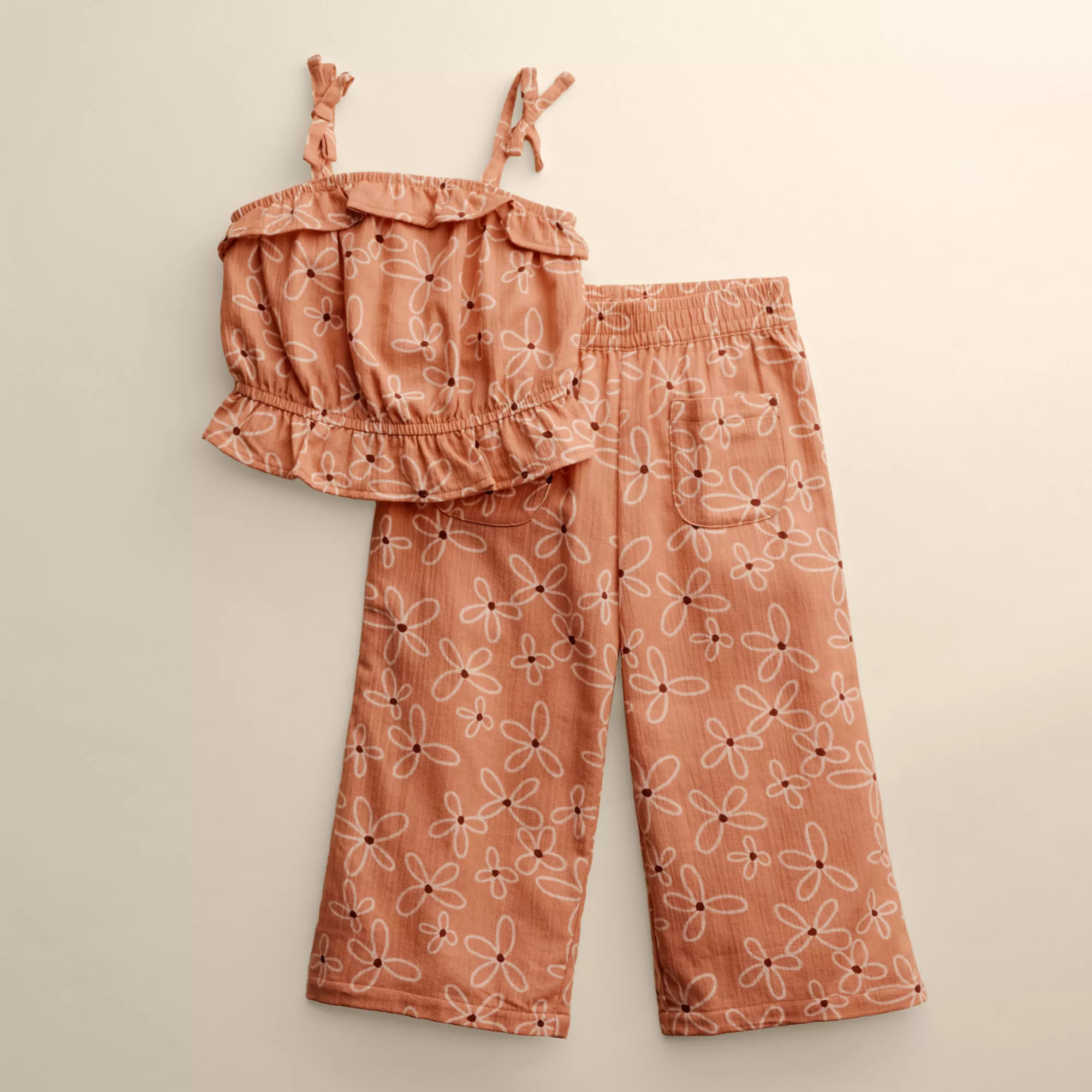 Girls 4-12 Little Co. by Lauren Conrad 2-Piece Woven Ruffle Tie Tank & Pants Set | Kohl's