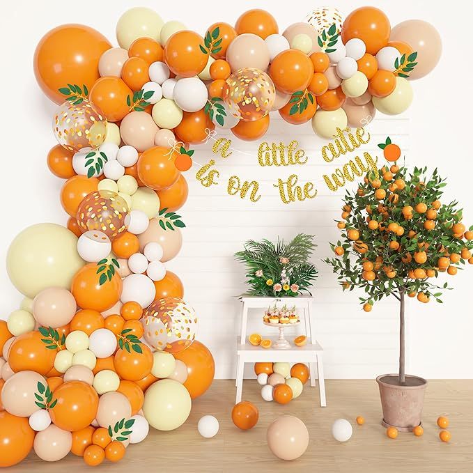 Amandir 122pcs Little Cutie Baby Shower Decorations, Orange Yellow Balloon Garland Arch kit, Will... | Amazon (US)