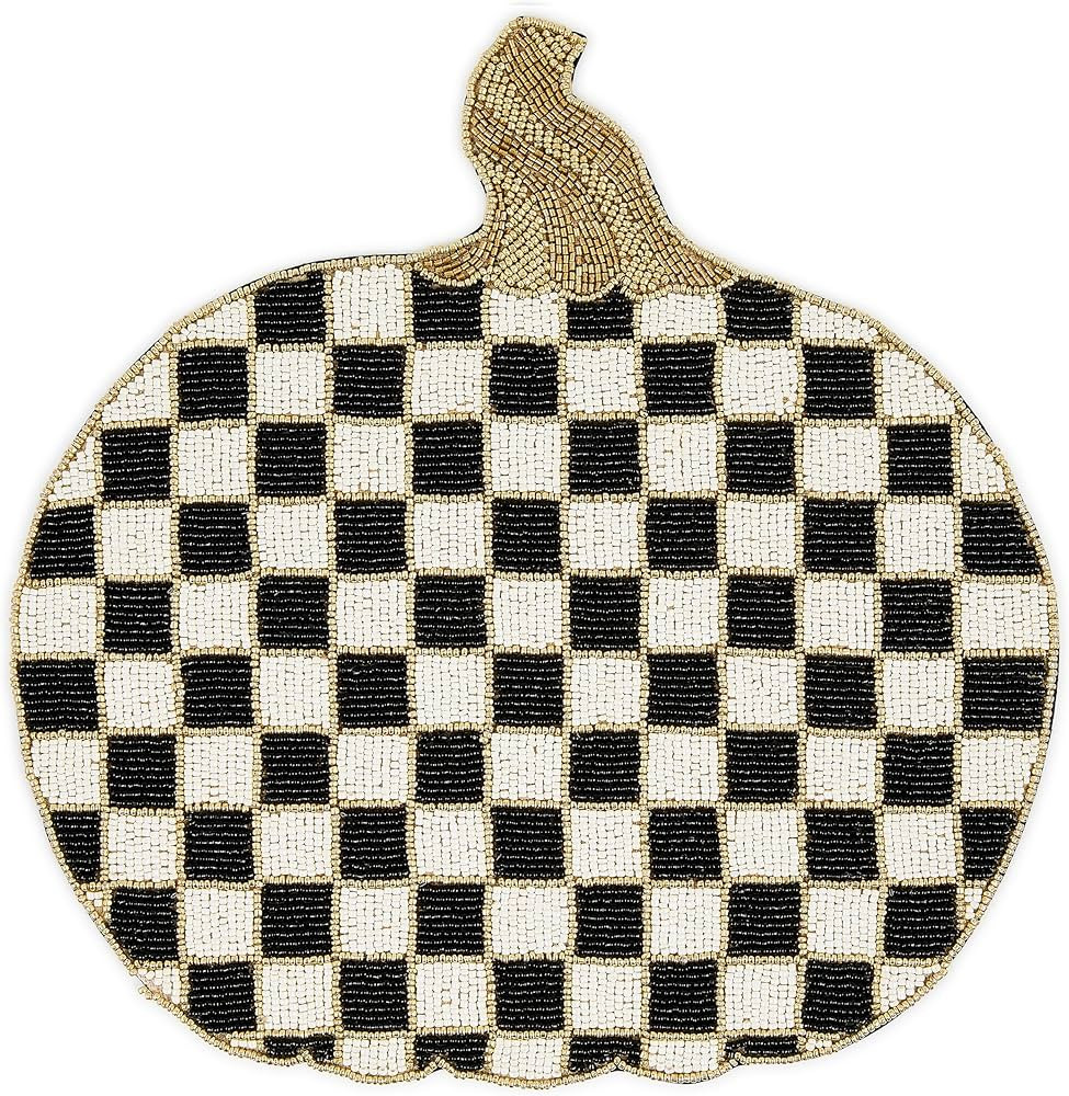 MACKENZIE-CHILDS Beaded Placemat, Indoor Table Mat, Courtly Check Pumpkin | Amazon (US)