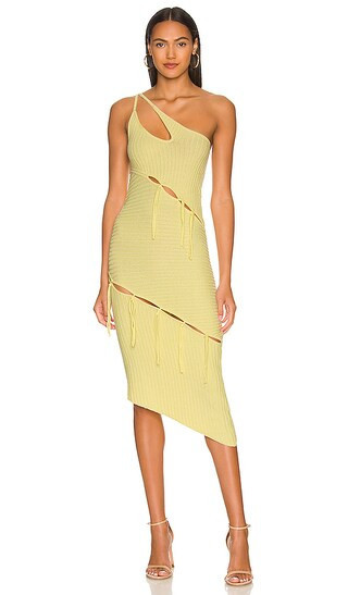 Bianca Alternate Stitch Dress in Butter Yellow Midi Dress Midi Wedding Guest Dress Midi Summer Dress | Revolve Clothing (Global)