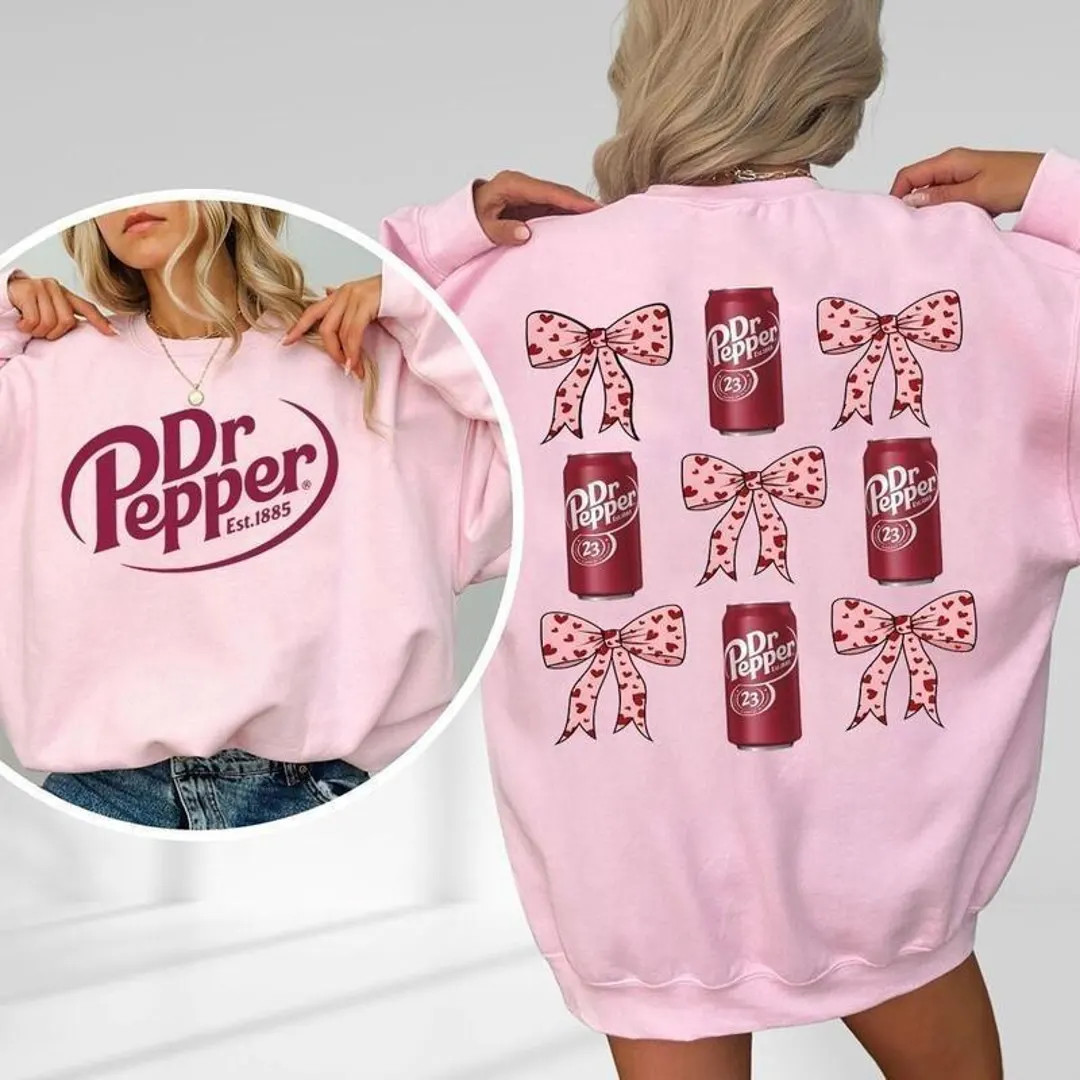 Dr Pepper Pink Coquette Bow 2 Sides SWEATER & T SHIRT, Pepper Lover, Pepper Fan, Gift for Love On... | Etsy (US)