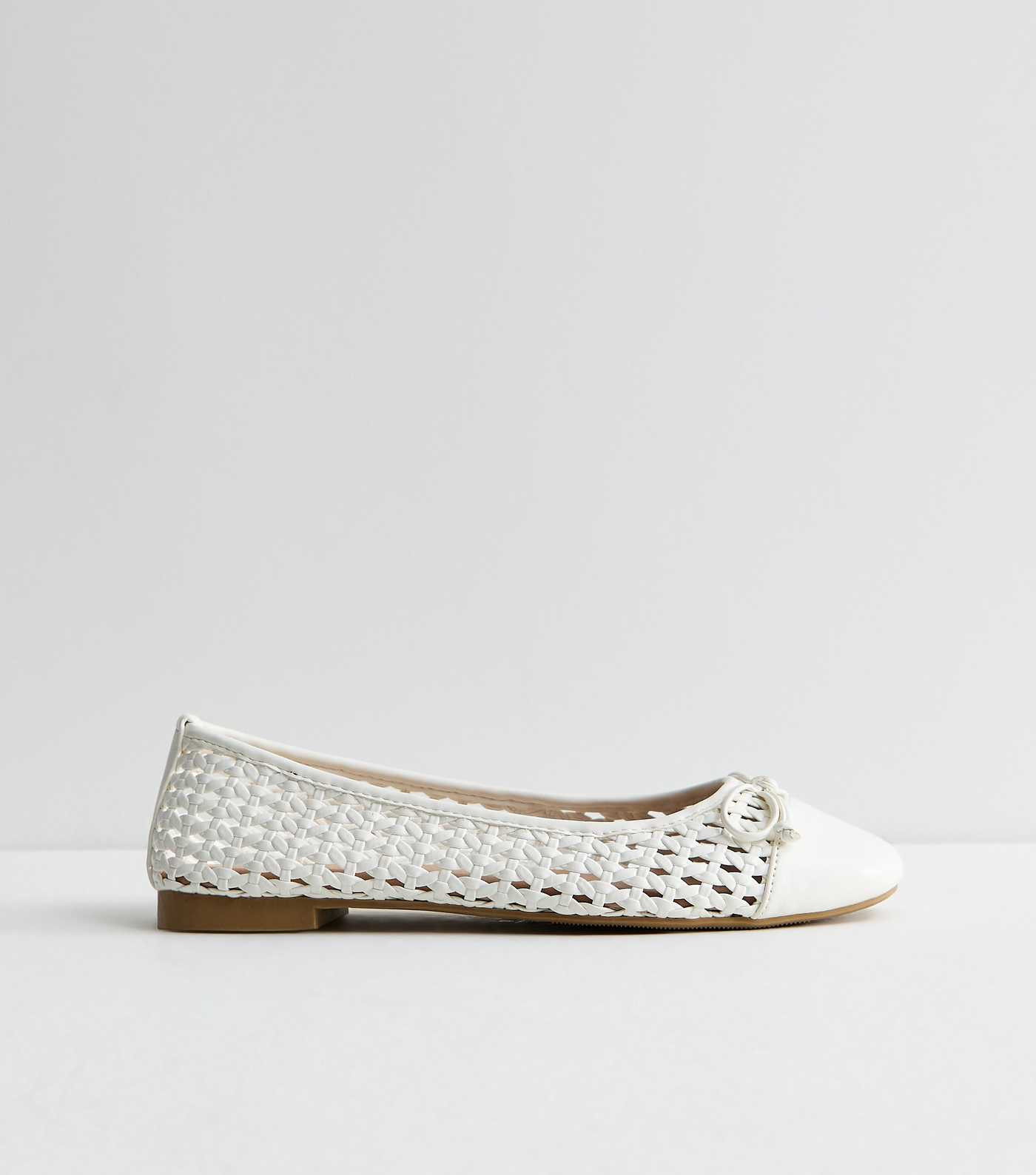 White Woven Faux Leather Ballet Pumps | New Look | New Look (UK)