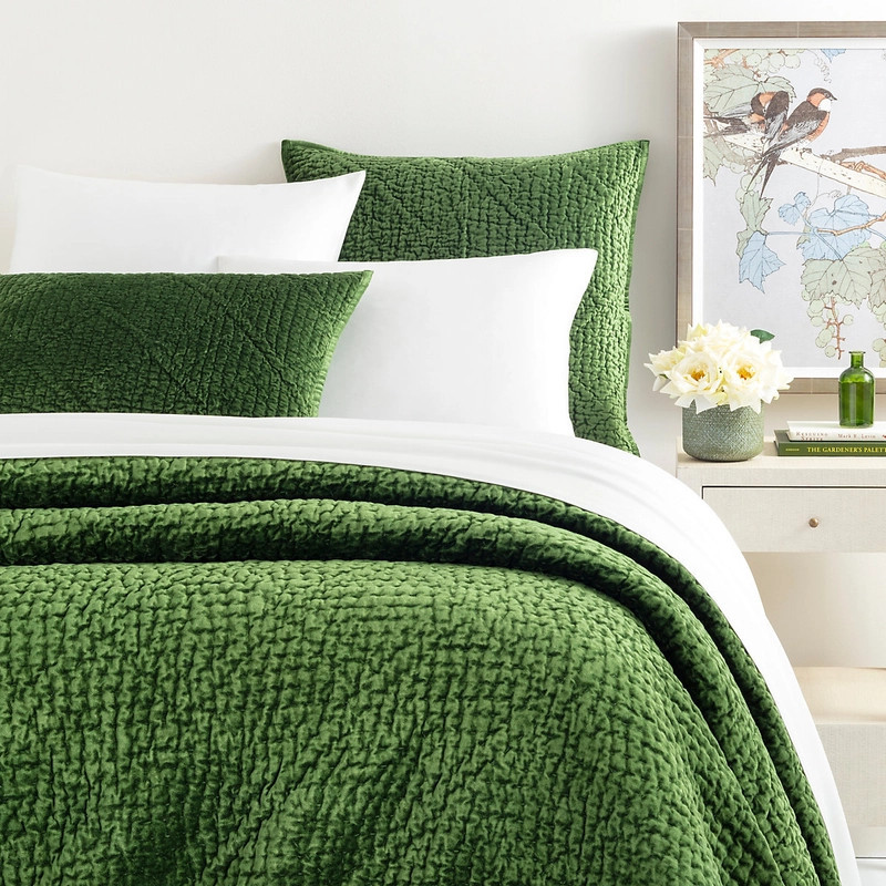 Parisienne Velvet Evergreen Quilt | Annie Selke