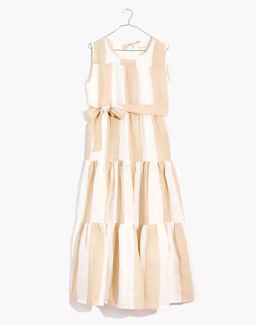 Madewell x LAUDE the Label Organic Linen Tiered Maxi Dress in Tulum Stripe | Madewell