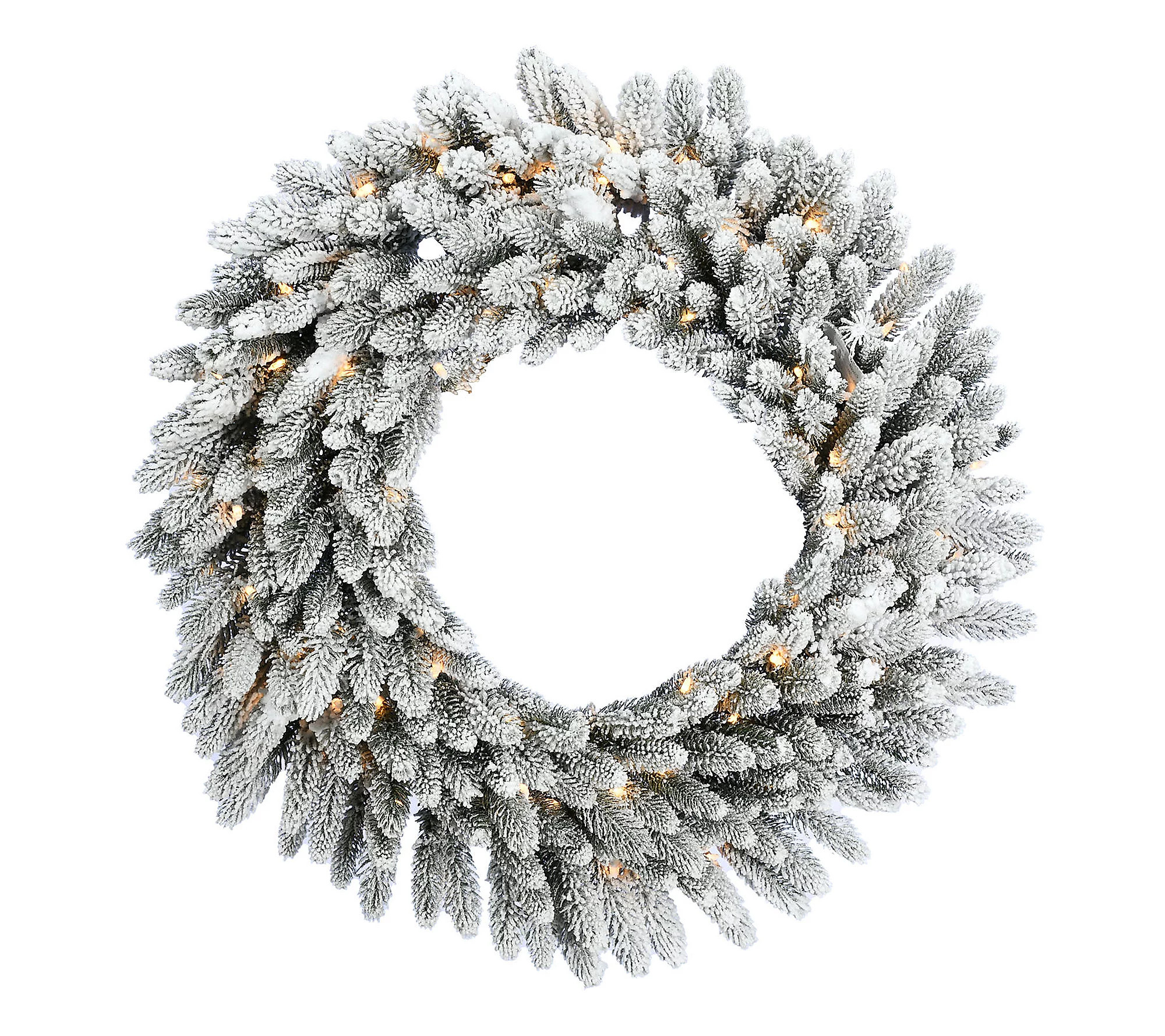 Fraser Hill Farm 24-In. Icy Frost Snow Flocked Wreath | QVC