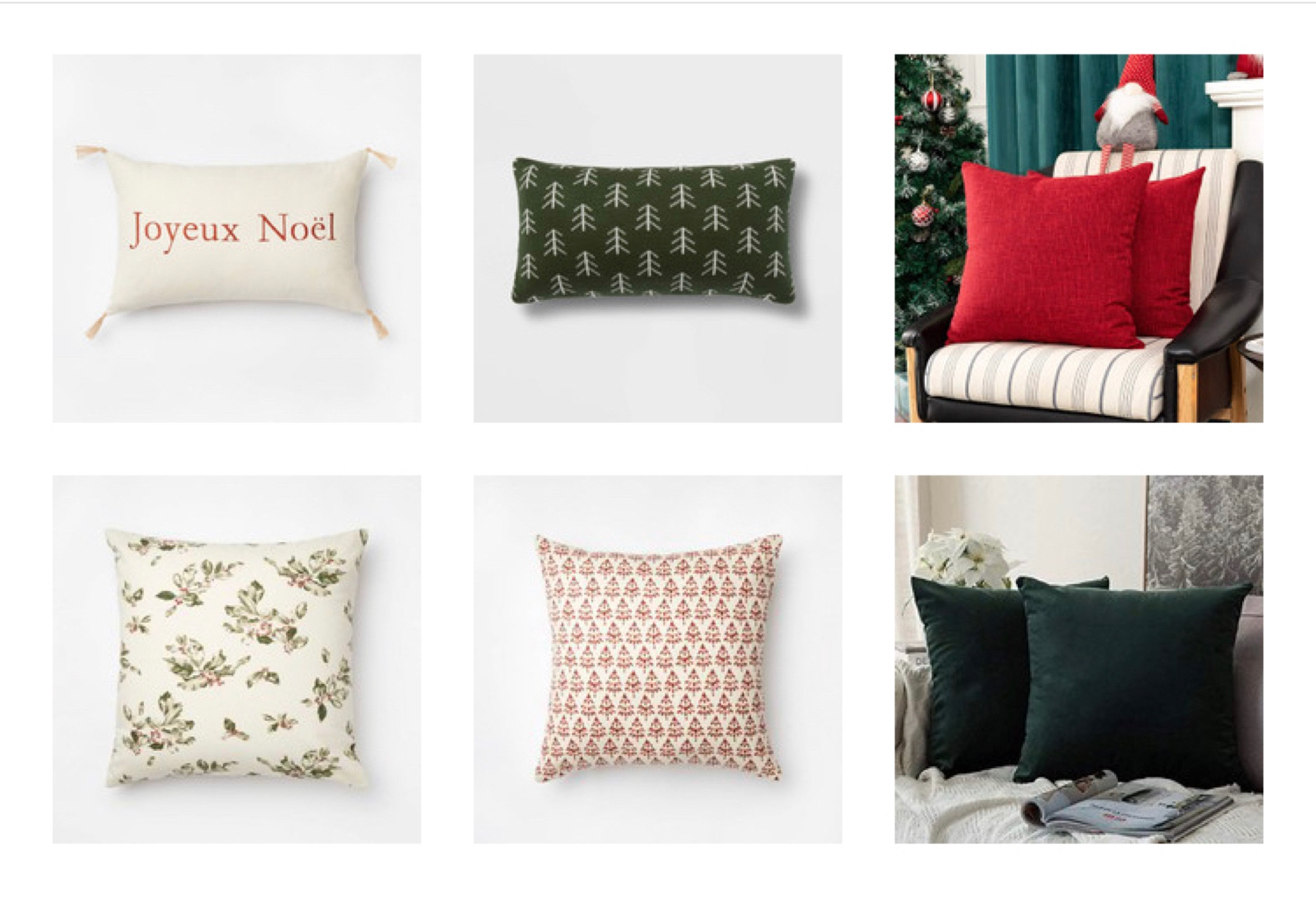 Coordinating Christmas pillows that are budget friendly. Red and green Christmas pillows. Studio McGee Christmas pillows. 

#LTKHoliday #LTKSeasonal