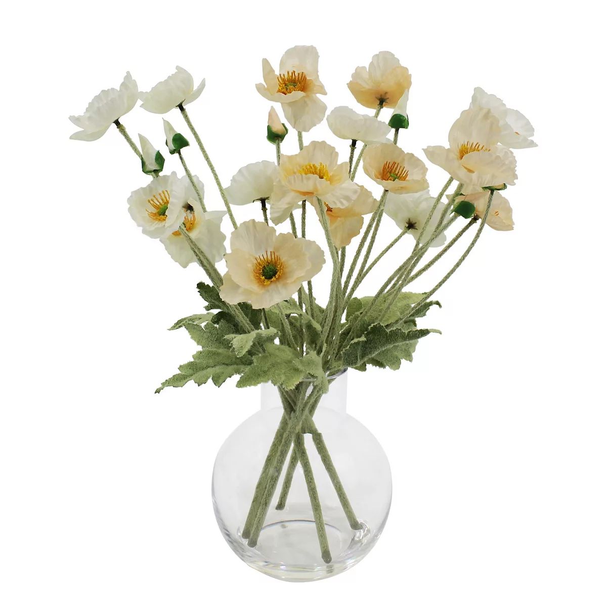 Sonoma Goods For Life® Artificial Poppies In Rounded Glass Vase Table Decor | Kohl's