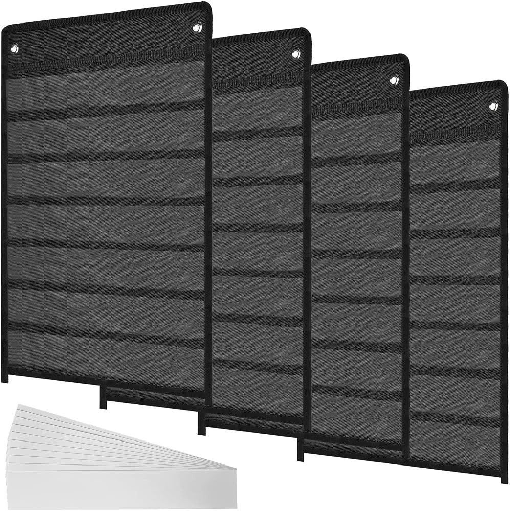 4 Pcs Magnetic Pocket Chart Standard Pocket Chart Classroom Pocket Chart with 40 Pcs Dry Erase Ca... | Amazon (US)