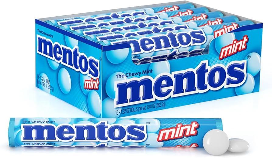Mentos Chewy Mint Candy Roll, Mint Candies, 14 Pieces Per Roll, 15 Count Party Pack | Amazon (US)