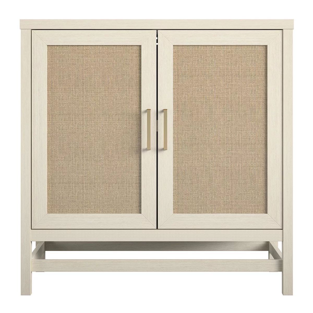 Latta 2 Door Storage Cabinet Ivory Oak/Faux Rattan - Room & Joy | Target