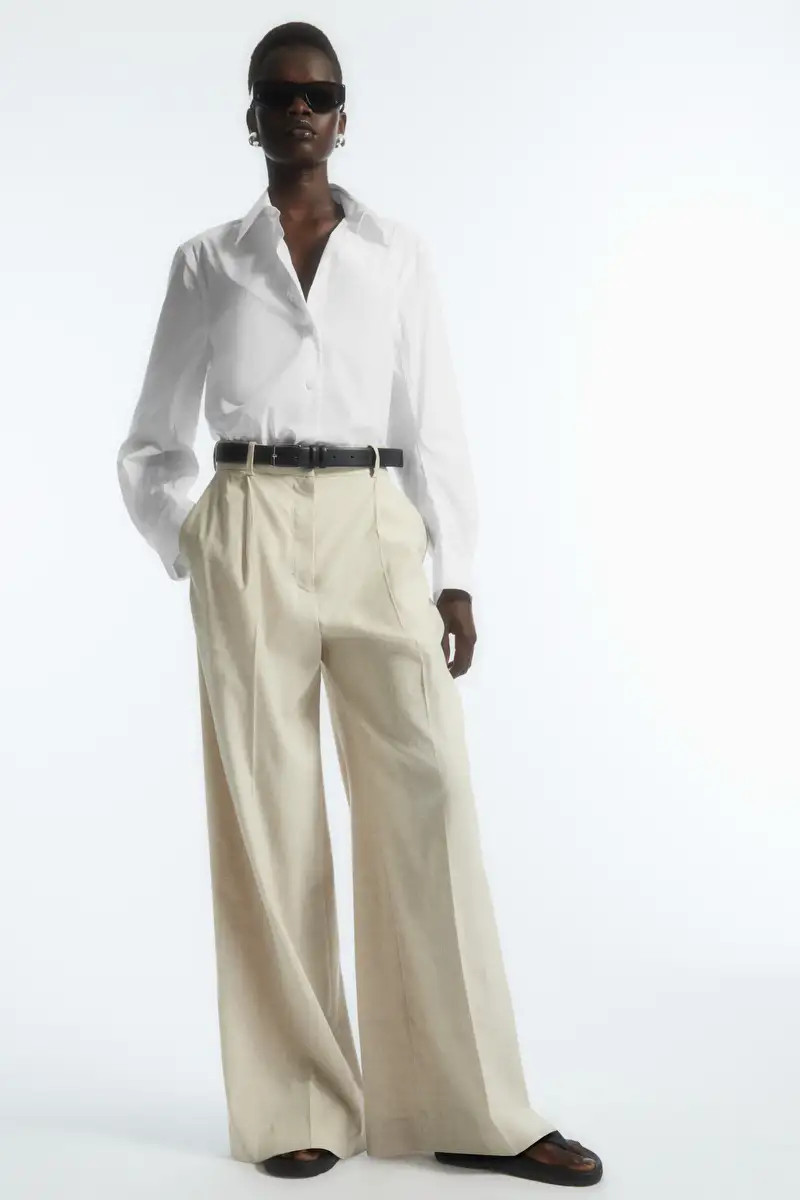 OVERSIZED COTTON-BLEND SHIRT - WHITE - COS | COS UK