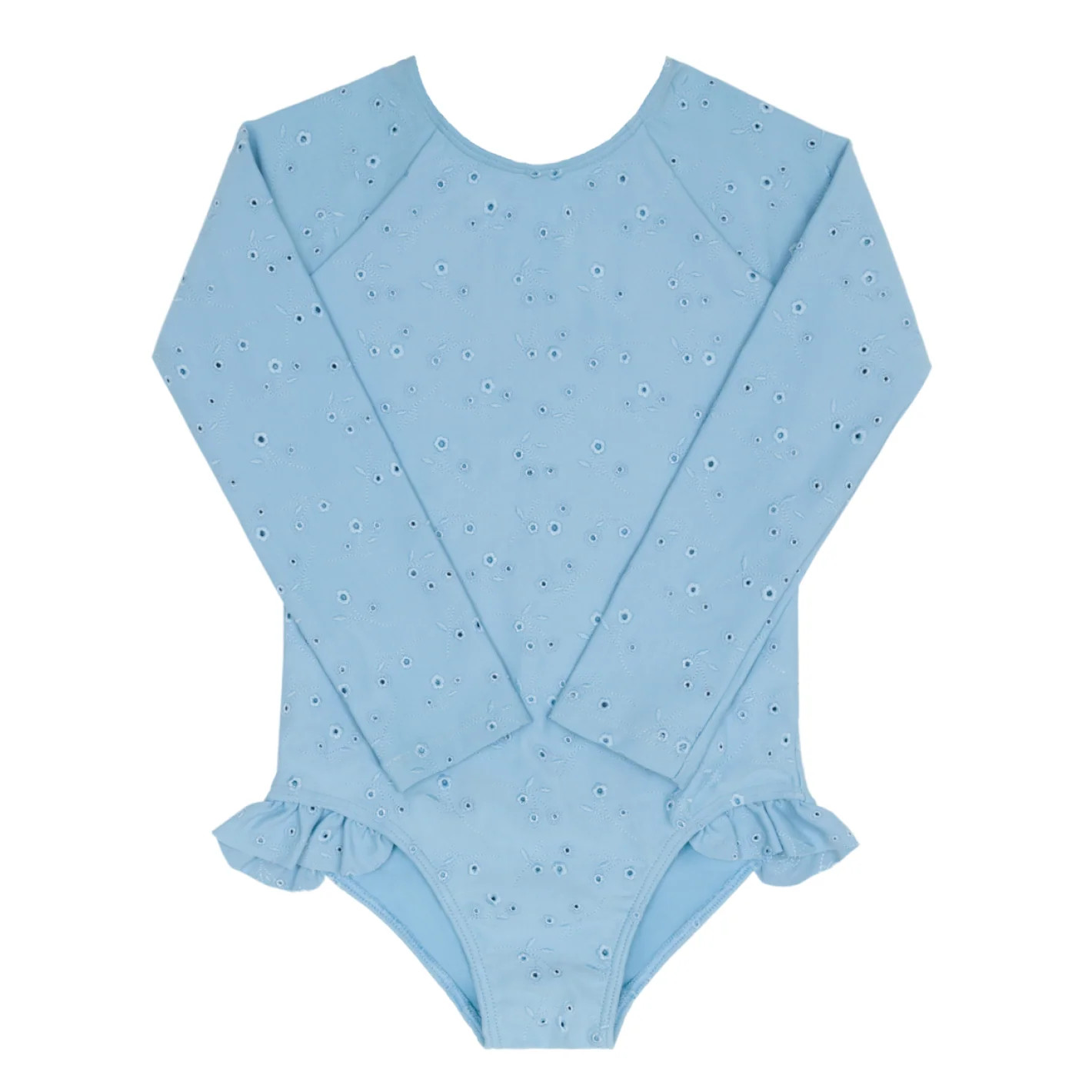 girls dusk blue eyelet rashguard one piece | Minnow