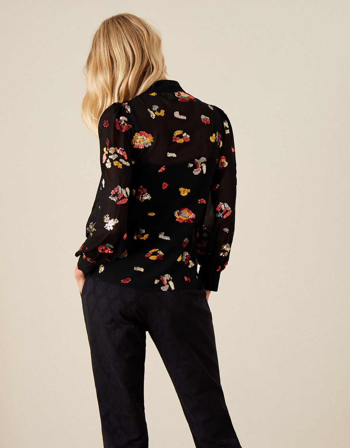 Sutton Embellished Animal Blouse Black | Monsoon (UK)