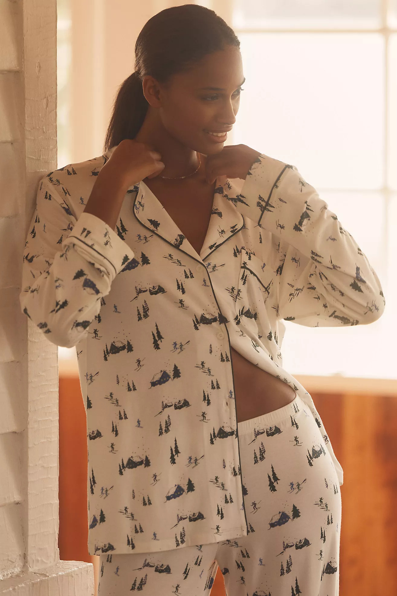 Eberjey Gisele Long-Sleeve Printed Pajama Set | Anthropologie (US)