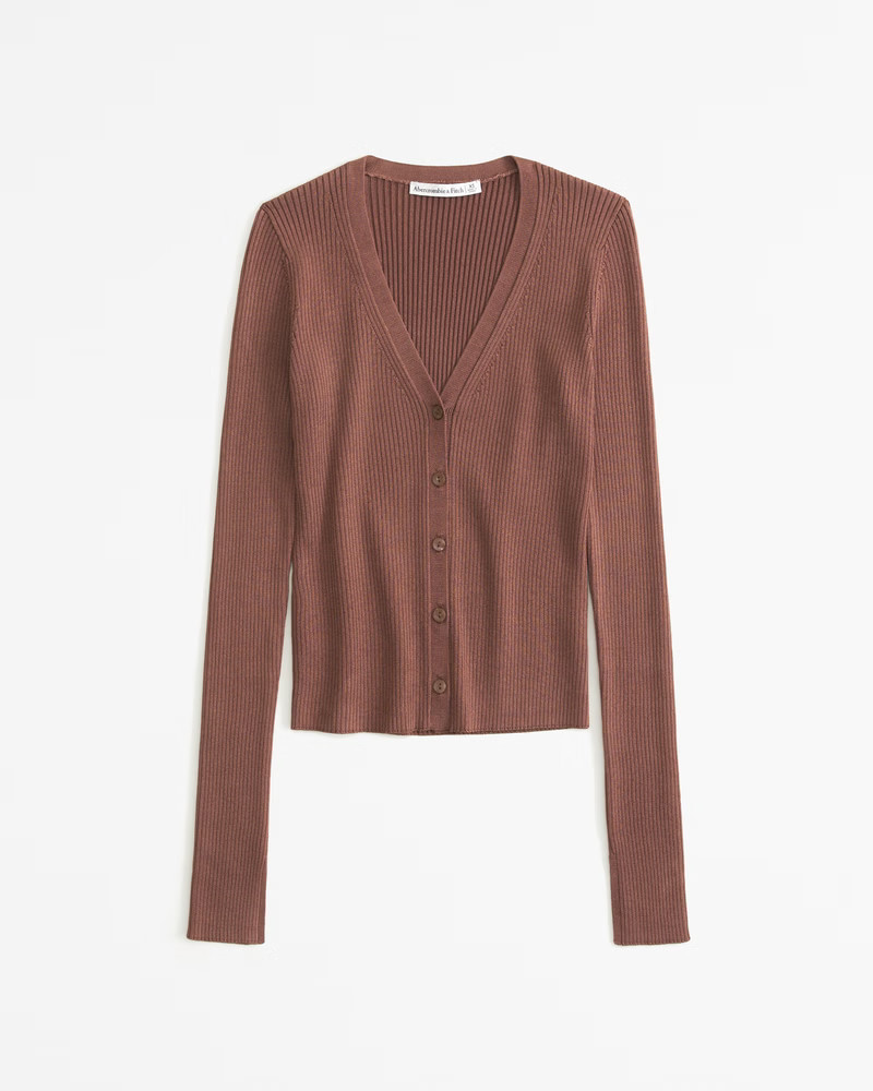 Glossy Slim Cardigan | Abercrombie & Fitch (US)