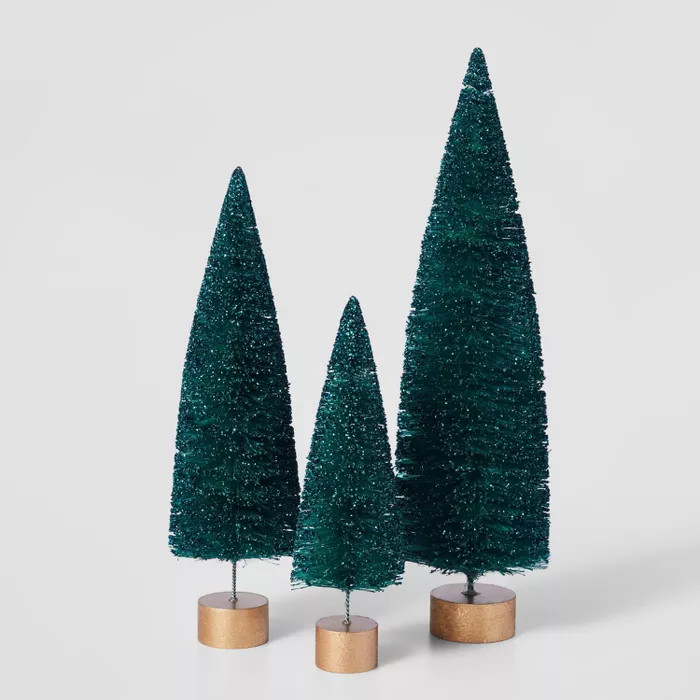 15in Bottle Brush Tree with Gold Base Decorative Figurine - Wondershop™ | Target