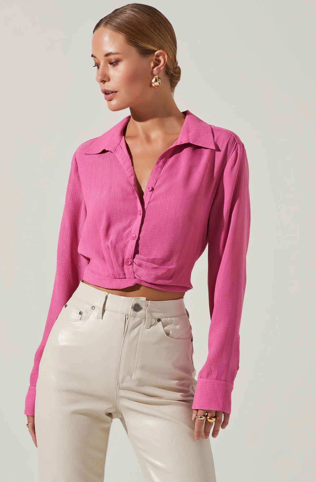 Camden Cropped Button Down Collared Top | ASTR The Label (US)