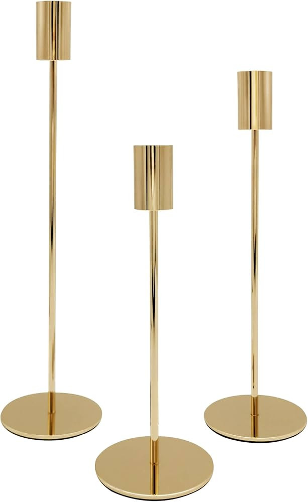 FLARDOR Gold Candle Holders Set 3, Decorative Candlestick Holder for Formal Events, Gifts for Fri... | Amazon (US)