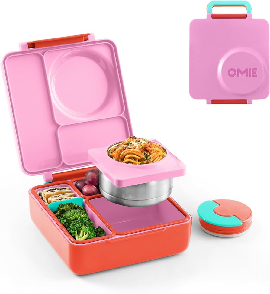 Omie OmieBox Kids Insulated Leakproof Bento Lunch Box with Food Jar (Pink Berry) | Amazon (US)