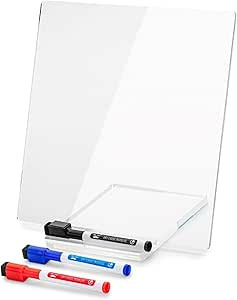 Mr. Pen- Clear Acrylic Board with Stand, 10" x 10", 3 Dry Erase Markers, Acrylic White Board, Acr... | Amazon (US)